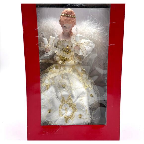 Kurt S. Adler 12" 10-Light Ivory & Gold Angel Christmas Treetop with Box Works - Picture 16 of 16